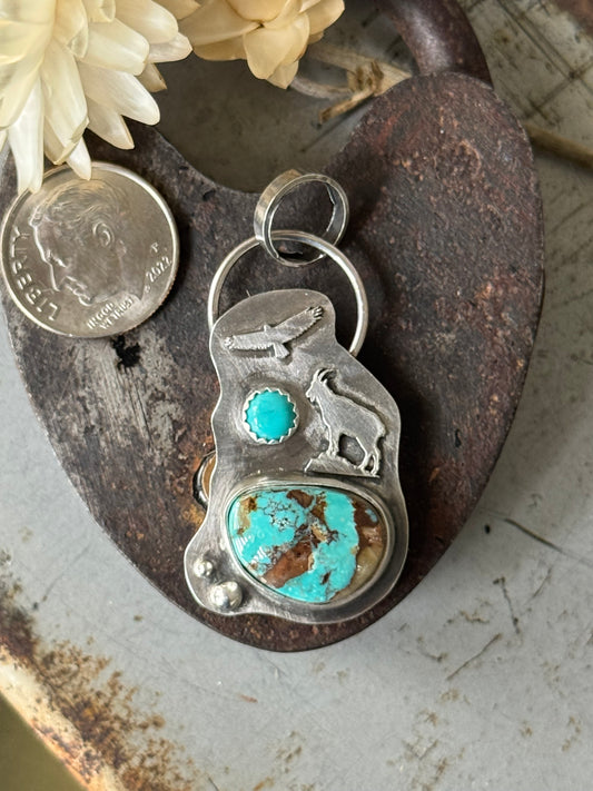 Royston Turquoise sterling Mountain Goat pendant