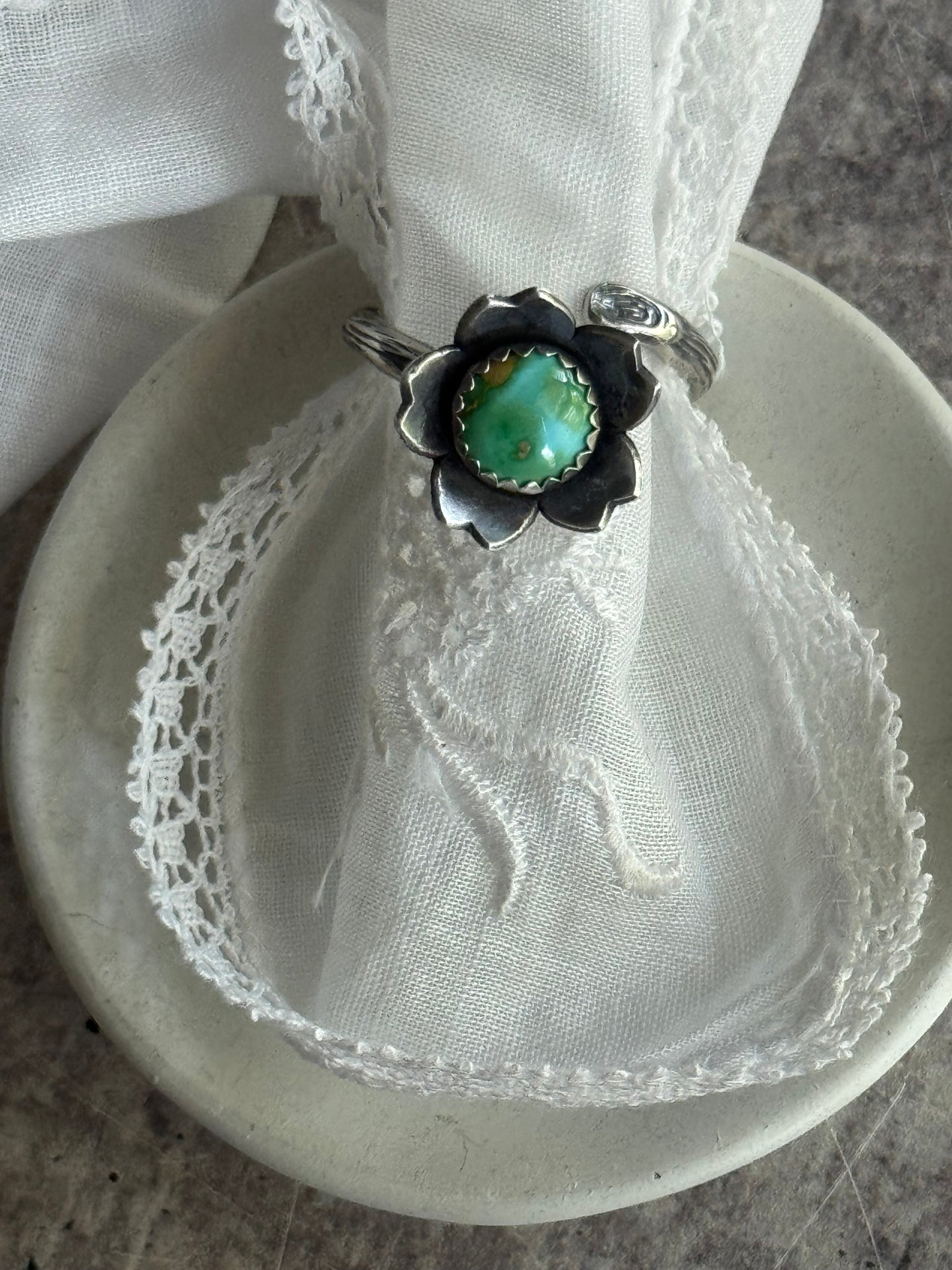 Twig wrap around sterling ring with Sonoran Gold Turquoise