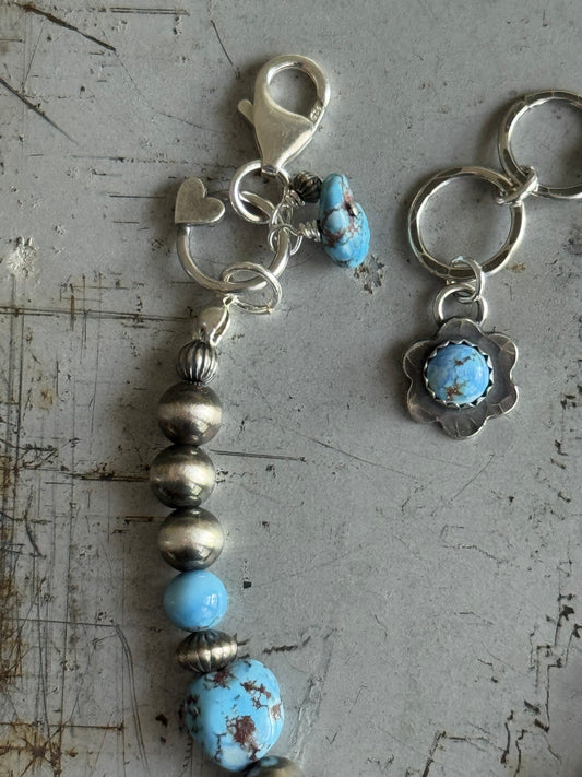 Artisan Golden Hills Turquoise and Navajo Pearl sterling bracelet