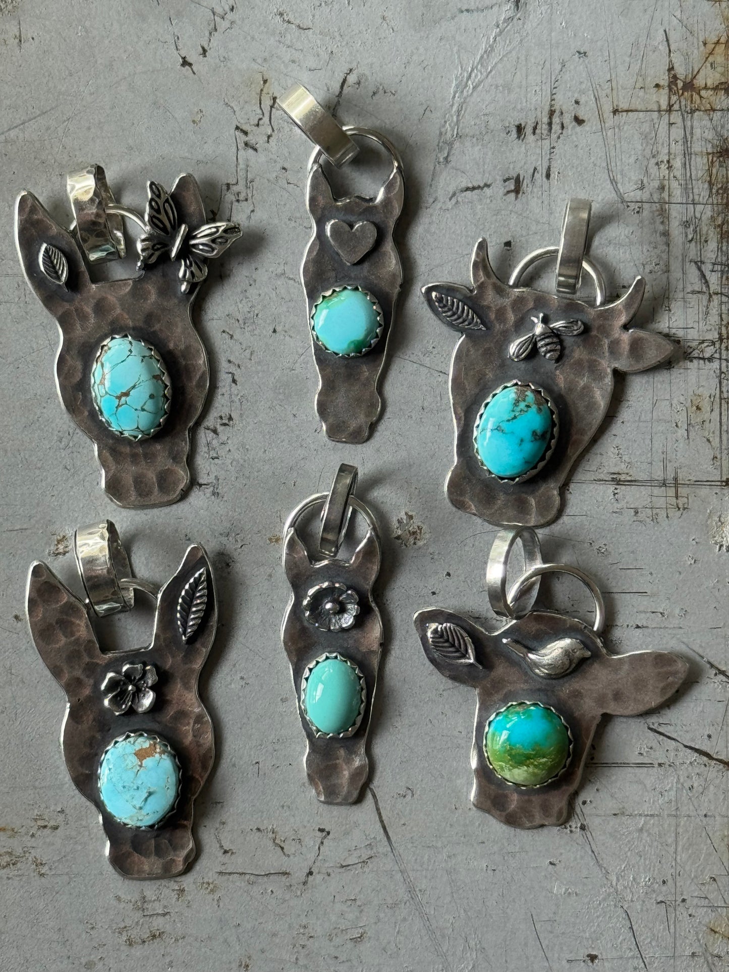 Dry Creek Turquoise sterling Burro pendant