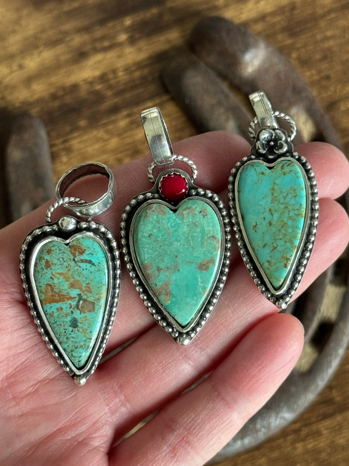 Kingman Turquoise sterling heart pendant