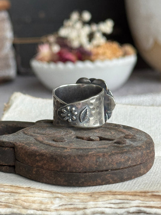 Dry Creek Turquoise adjustable sterling double bloom ring