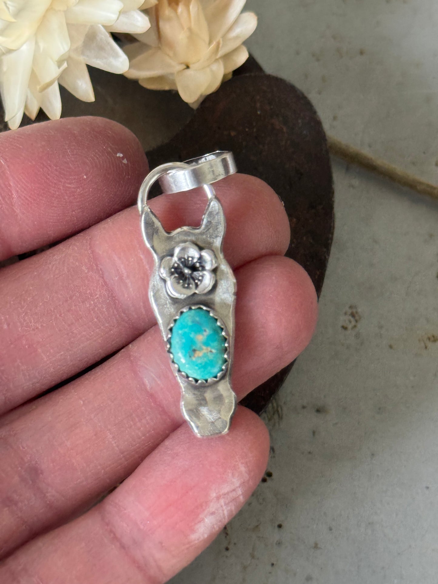 Horse Sterling pendant with Lone Mountain Turquoise