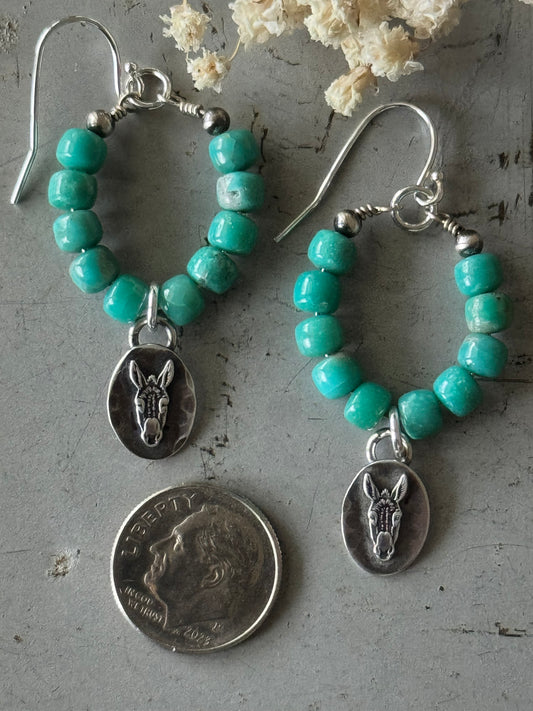 Campitos Turquoise and Burro sterling earrings