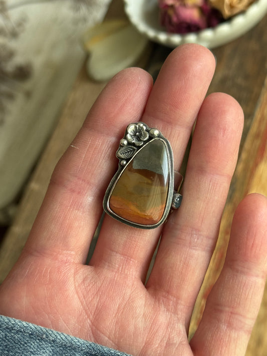 Polychrome Jasper Adjustable sterling mountain ring