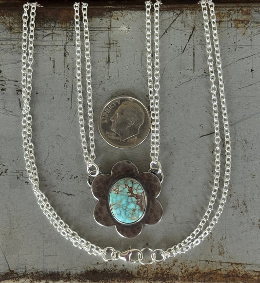 Blooming Dry Creek Turquoise sterling necklace