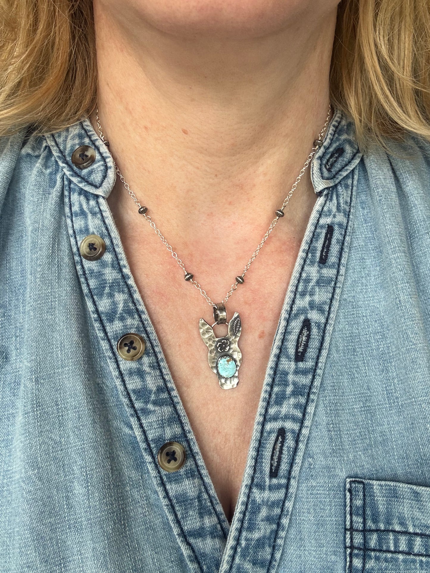Hand wired sterling bead necklace only (pendant sold separately)