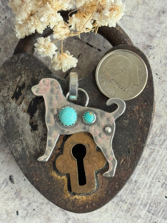 Made to order Labrador sterling pendant with KingmanTurquoise