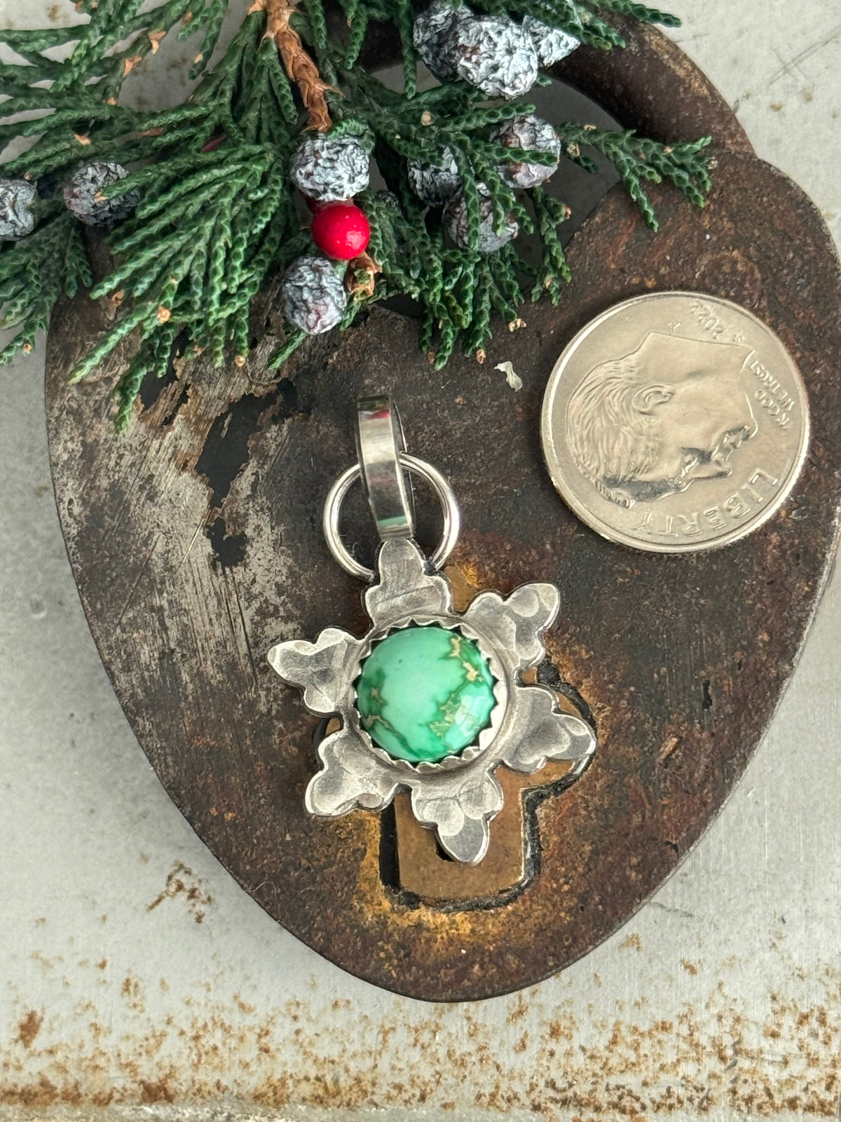 Sonoran Gold Turquoise sterling snowflake pendant