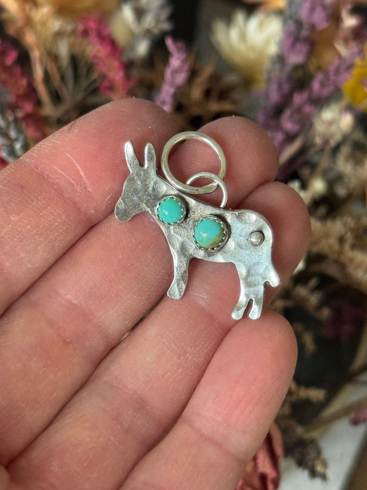 Kingman Turquoise Sterling Donkey pendant