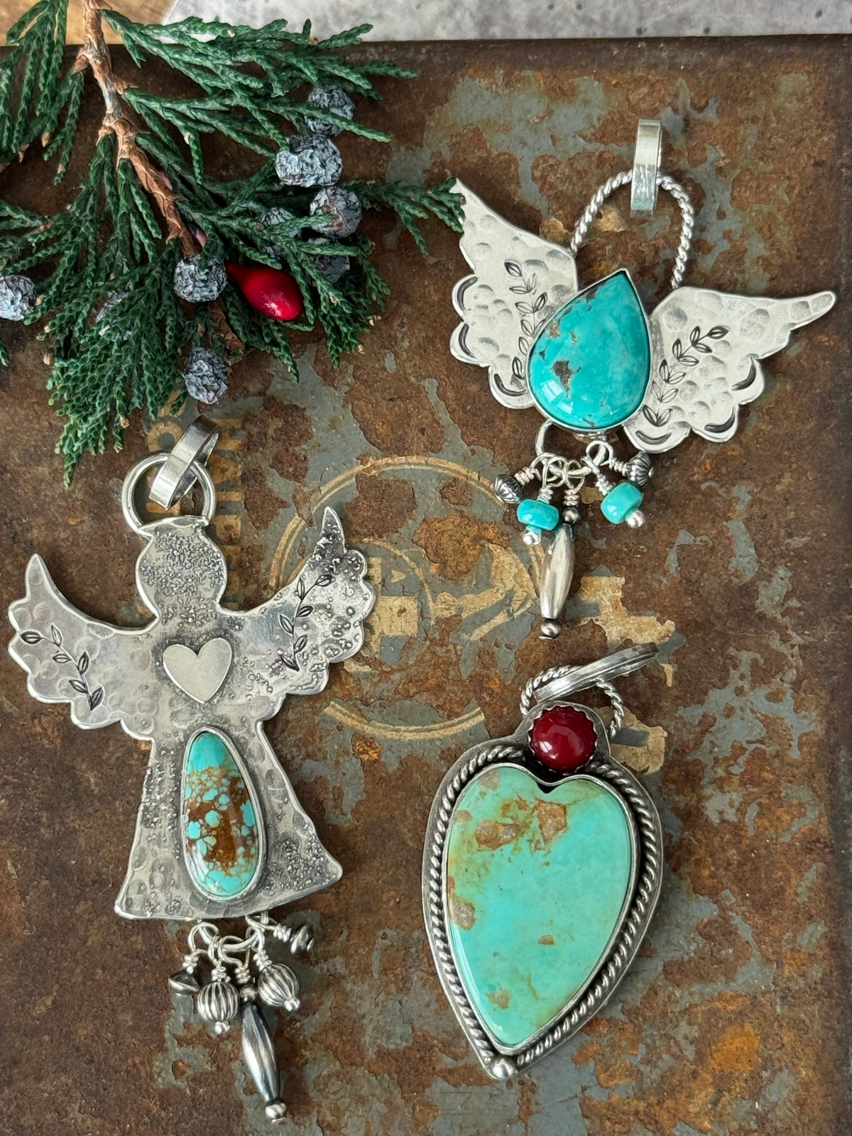 Kingman Turquoise Sterling Angel pendant