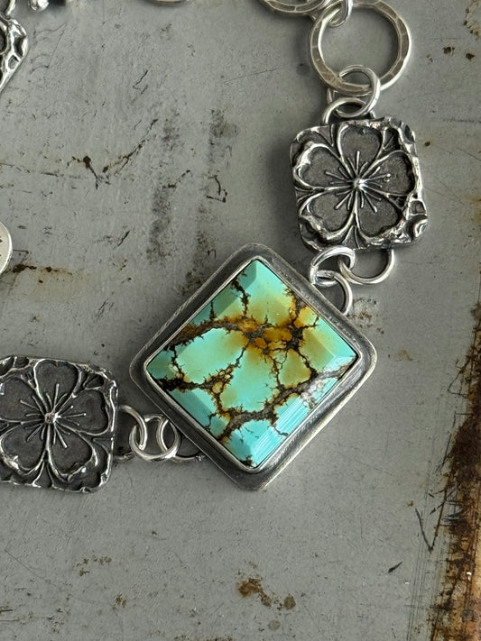 Treasure Mountain Turquoise sterling floral bracelet