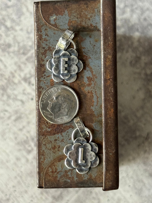Initial +sterling floral pendant - Made To Order