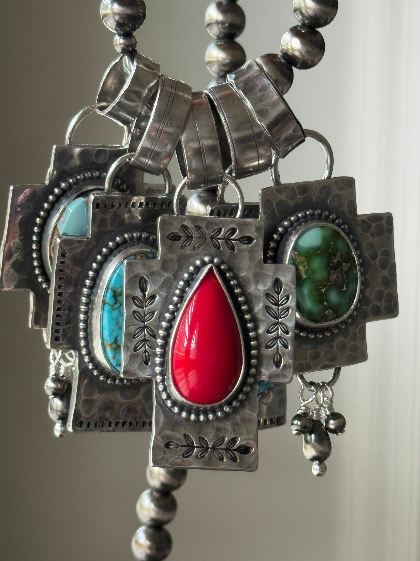 Kingman Turquoise sterling cross pendant