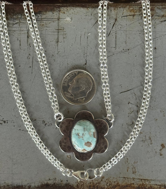 Blooming Dry Creek Turquoise sterling necklace