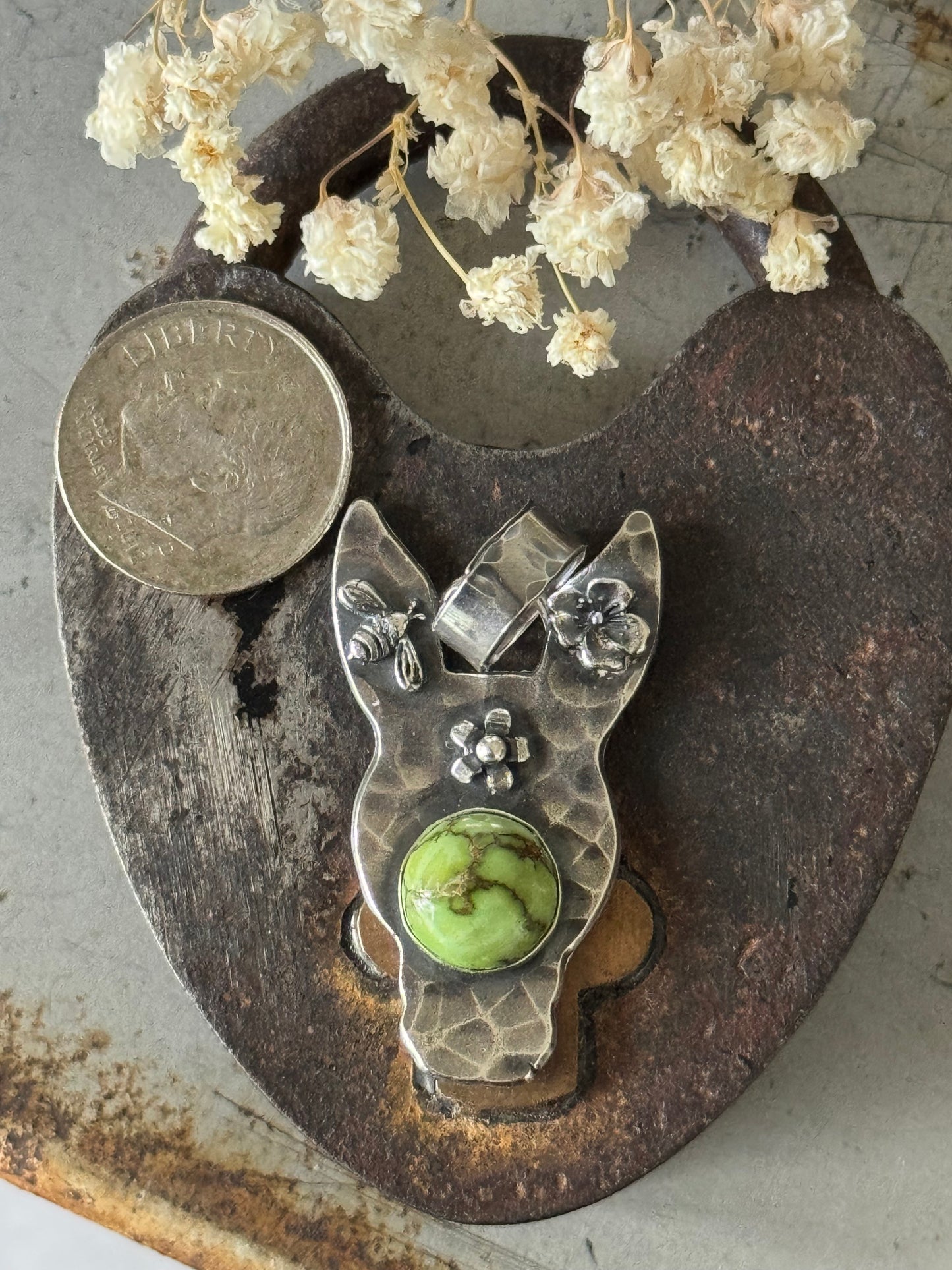 Sterling donkey/burro pendant with Sonoran Gold Turquoise