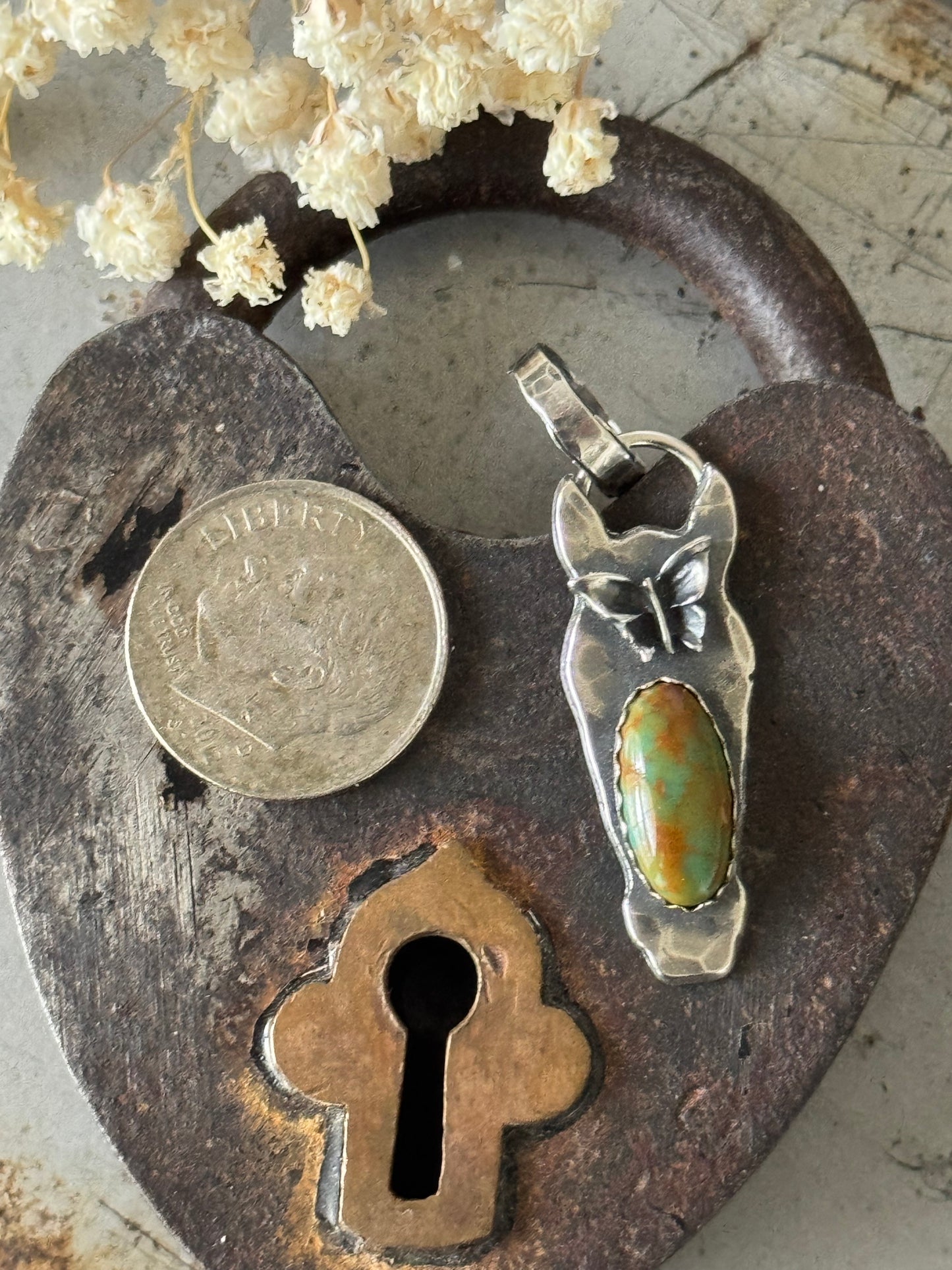 Kingman Turquoise sterling horse pendant
