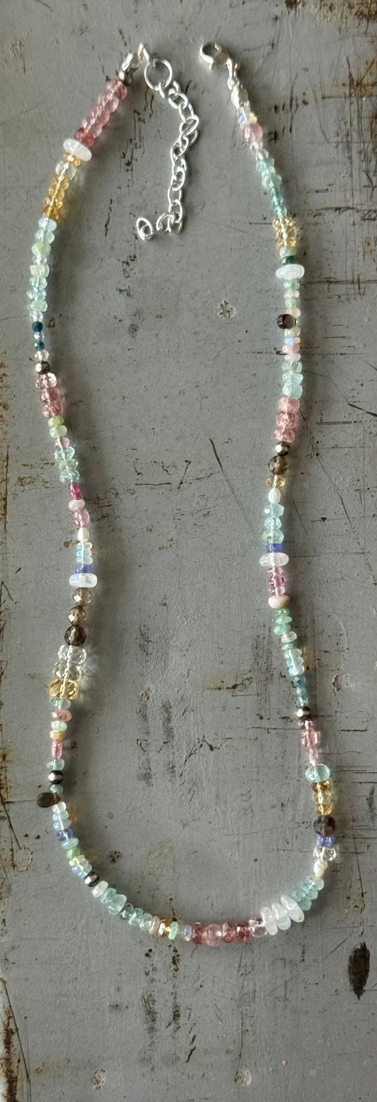 *Made to Order* Multi Gemstone sterling necklace