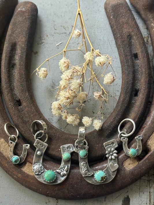 Kingman Turquoise Sterling Horseshoe pendant