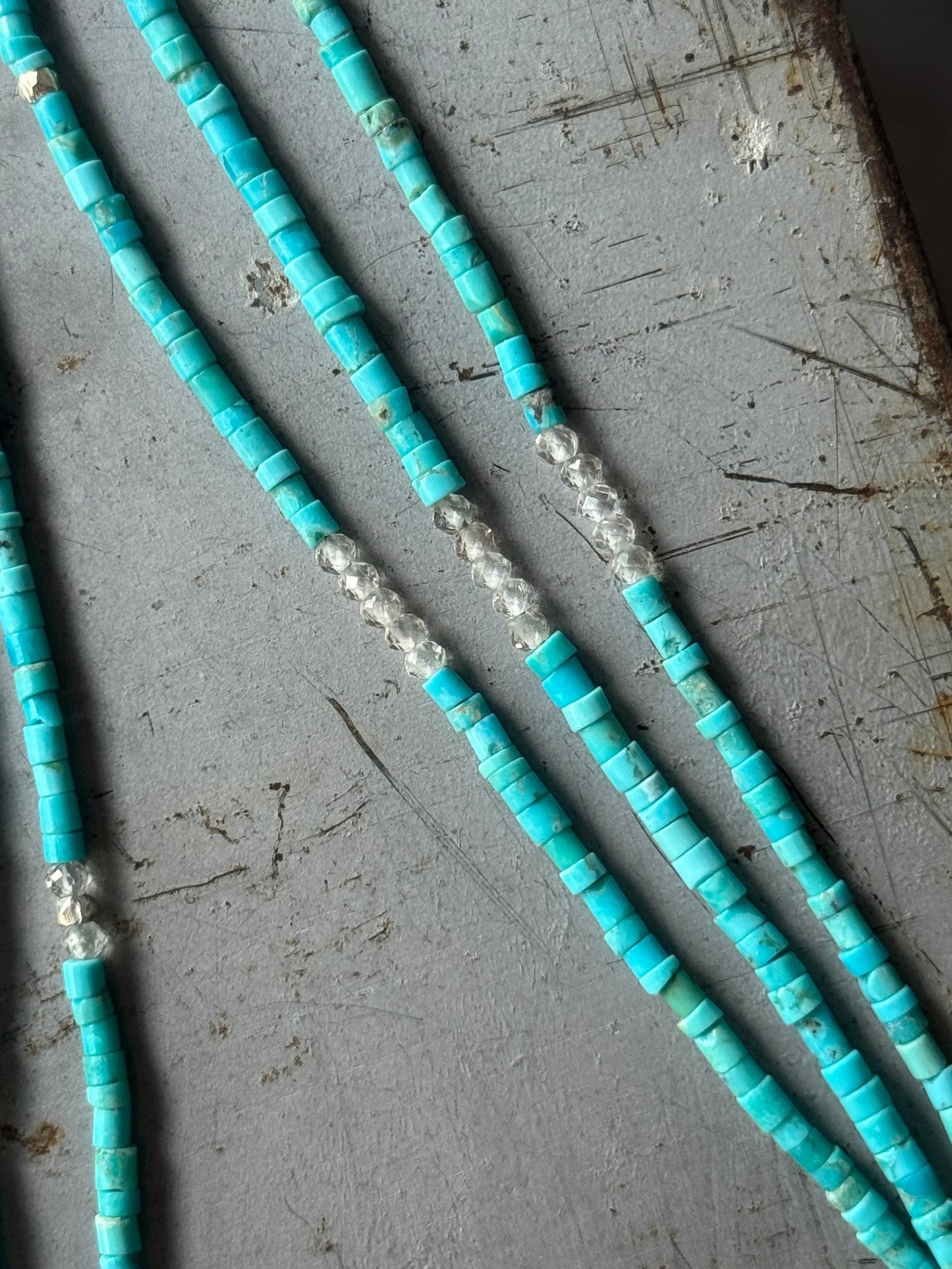 Kingman Turquoise + Gemstone sterling necklace