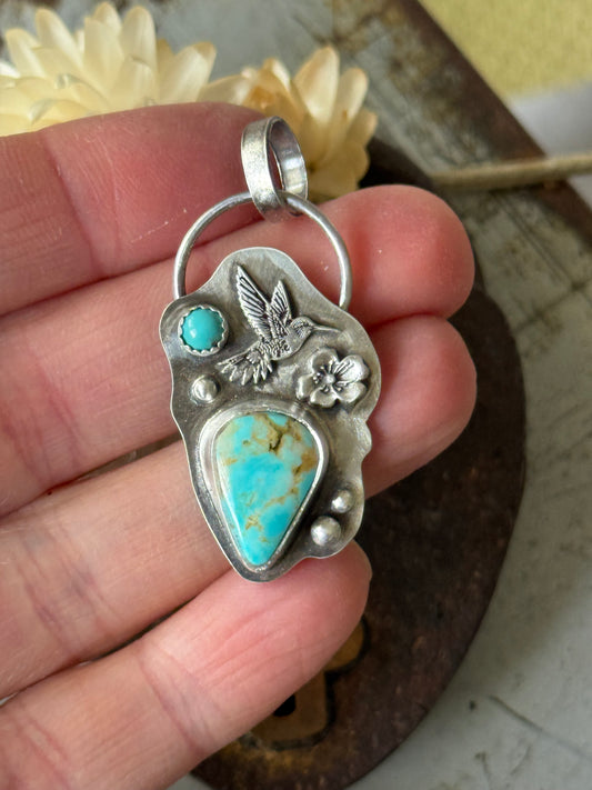 Lone Mountain Hummingbird sterling pendant