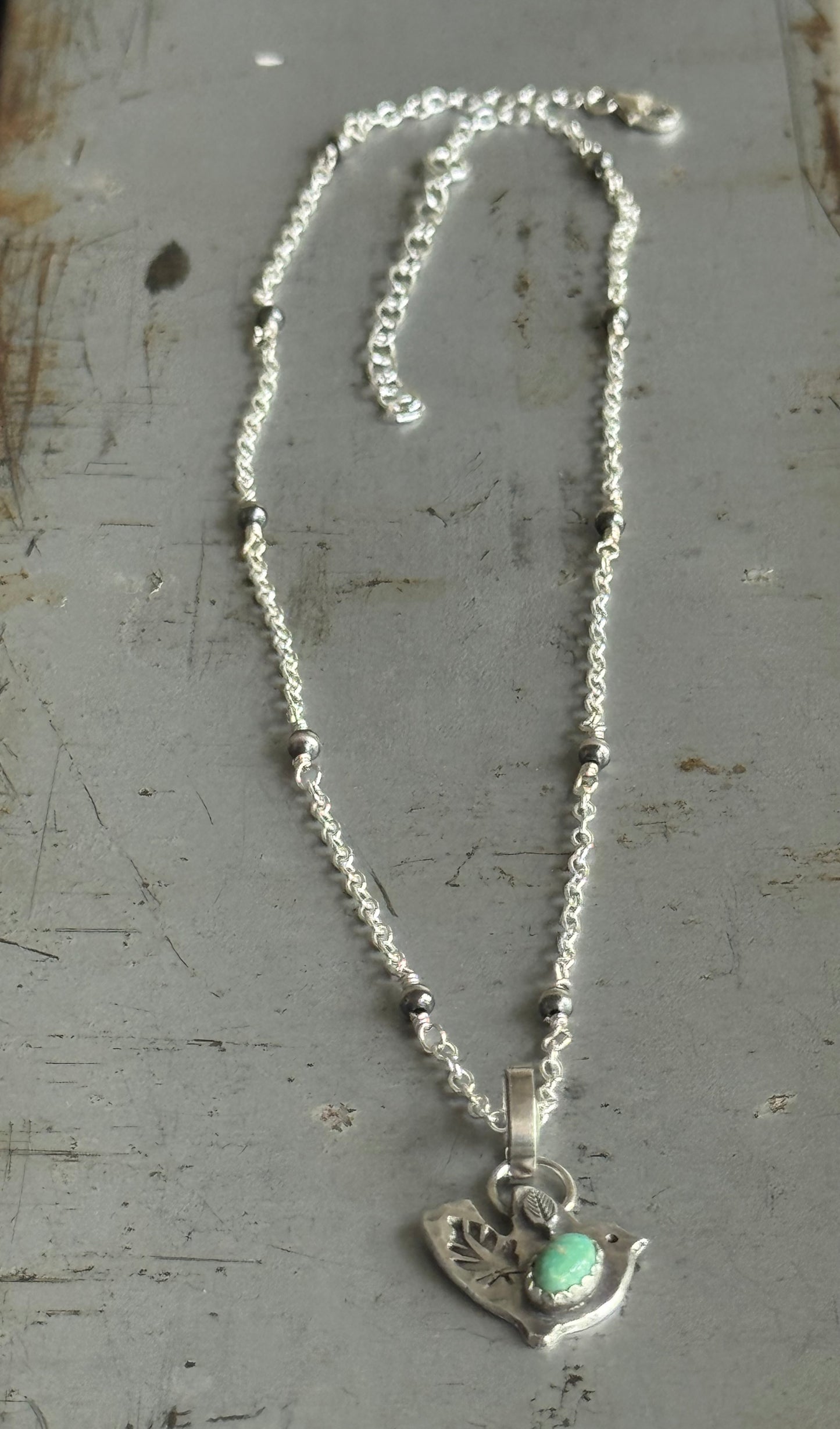 Lone Mountain Birdie sterling beaded necklace