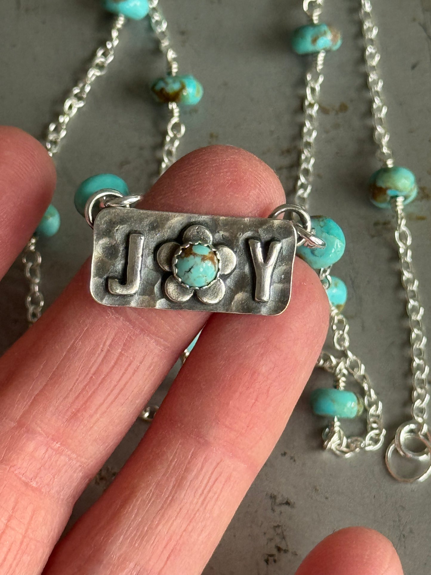 Kingman Turquoise sterling Joy necklace