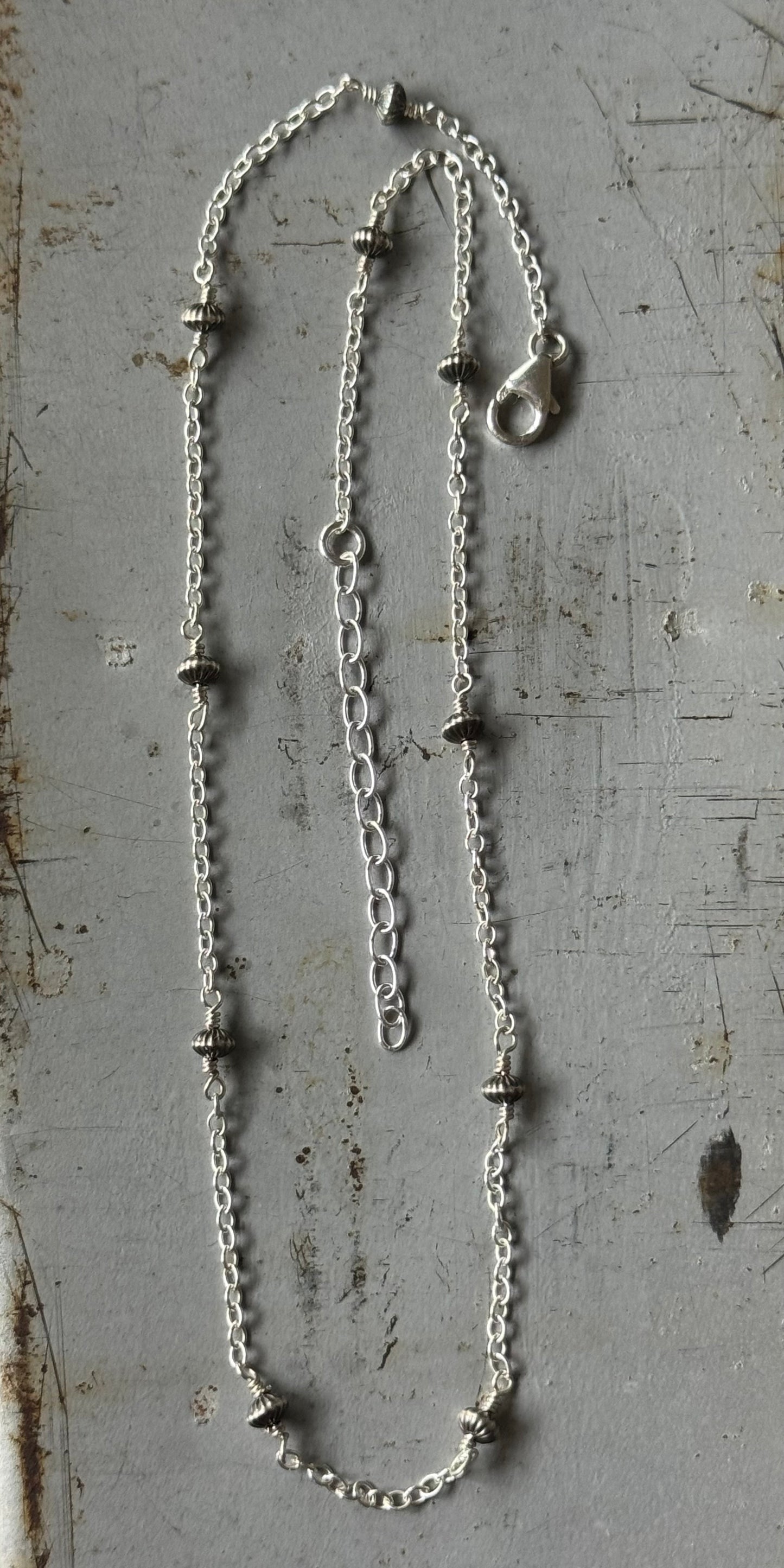 Hand wired sterling bead necklace only (pendant sold separately)
