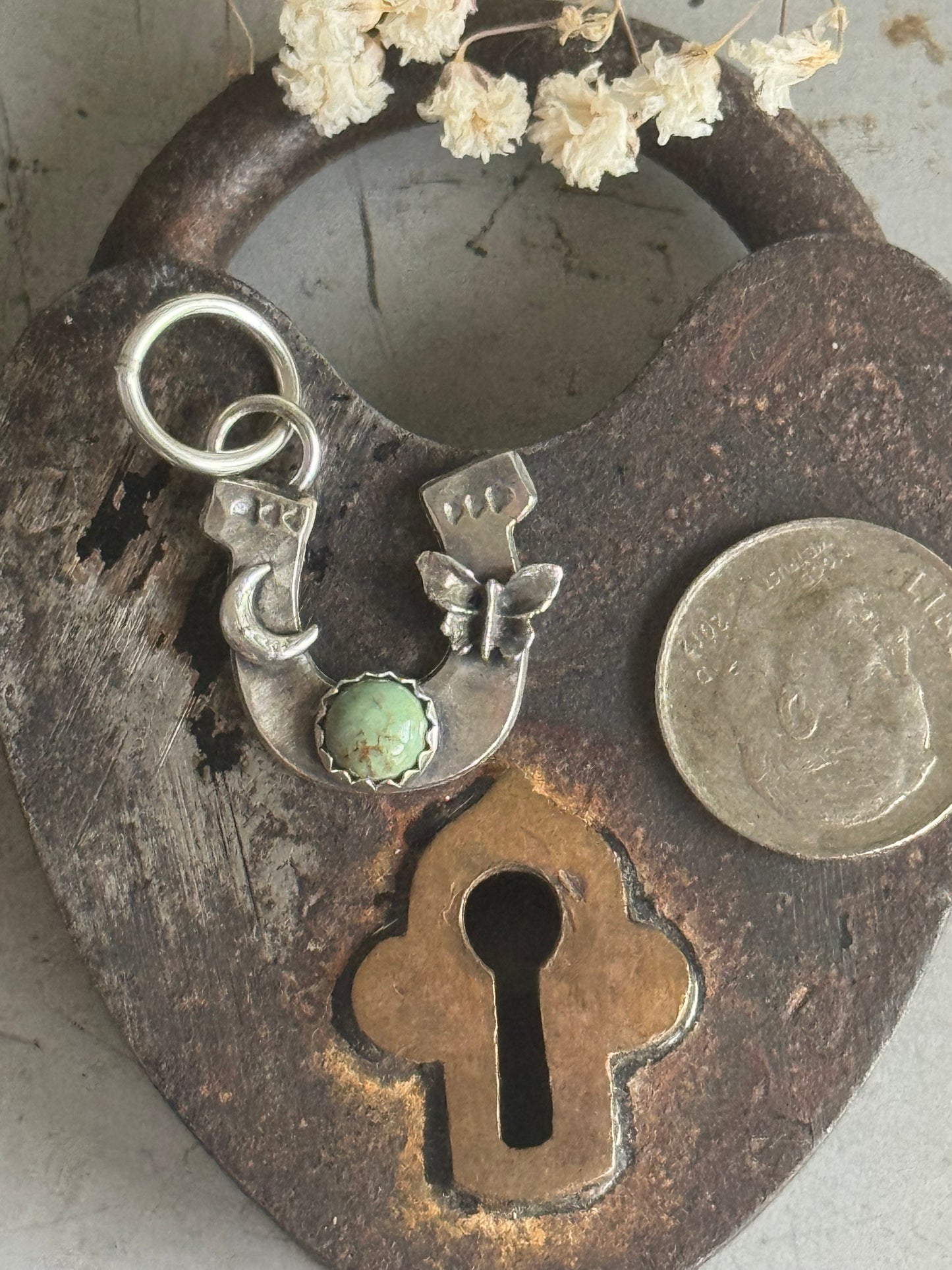Kingman Turquoise Sterling Horseshoe pendant