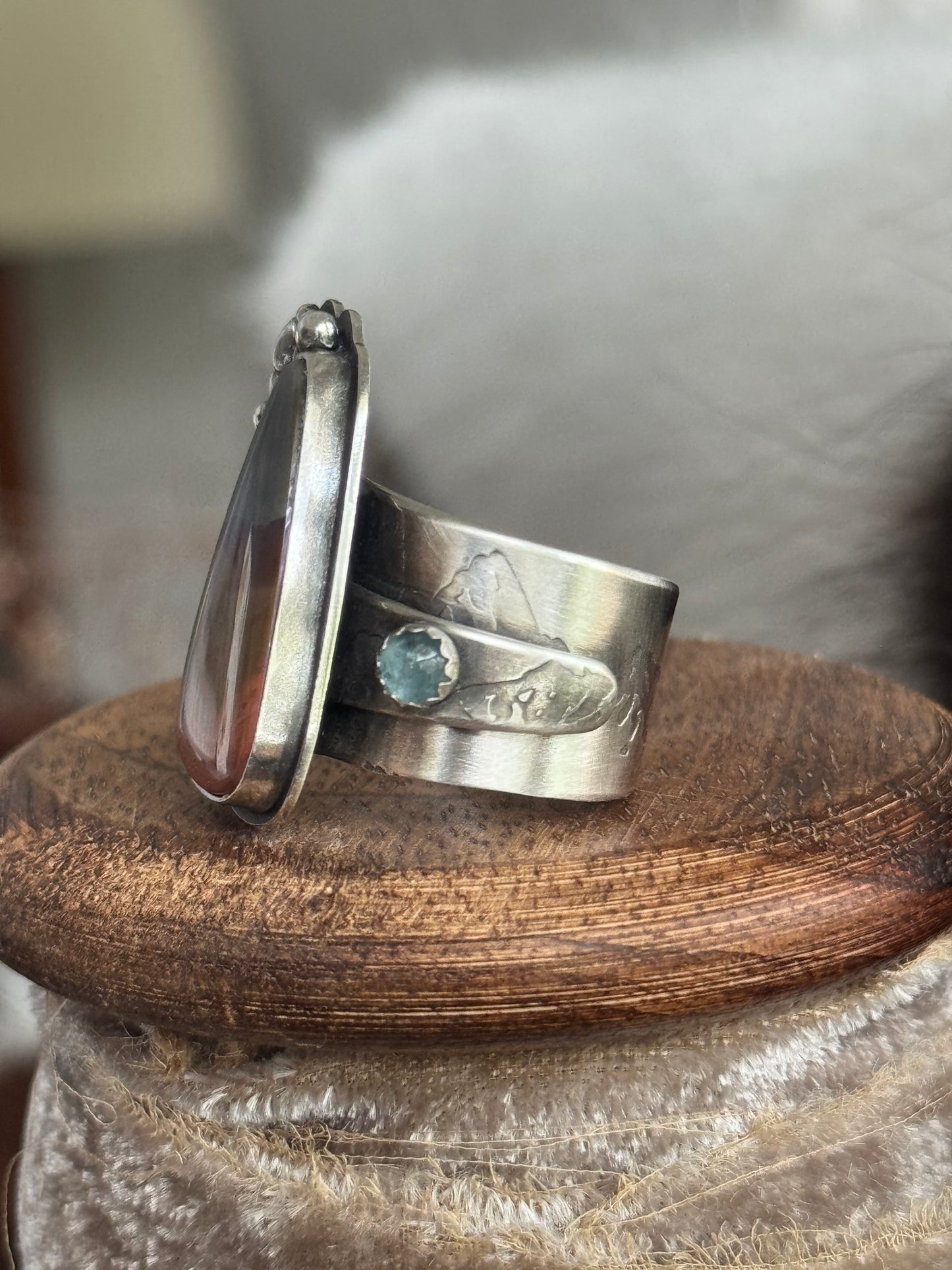 Polychrome Jasper Adjustable sterling mountain ring