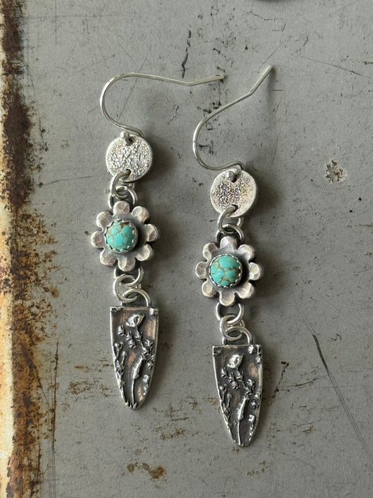 #8 Turquoise sterling wildflower earrings