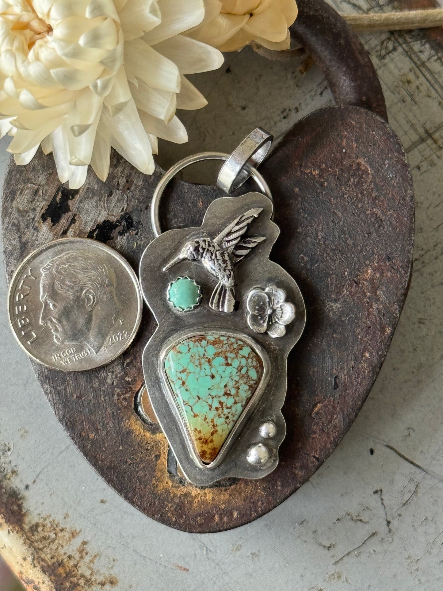 Royston Turquoise Hummingbird sterling pendant