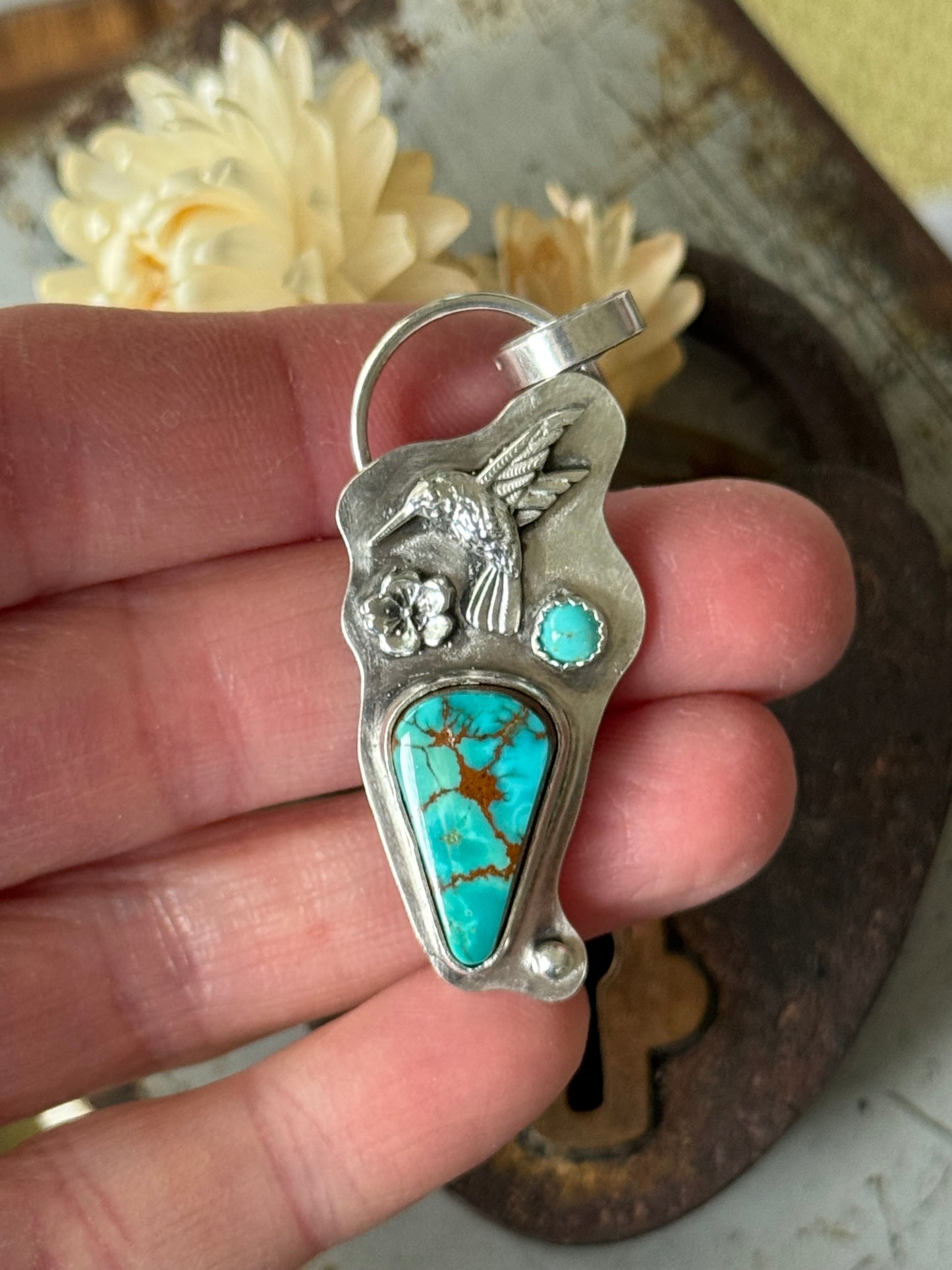 Pilot Mountain Hummingbird sterling pendant