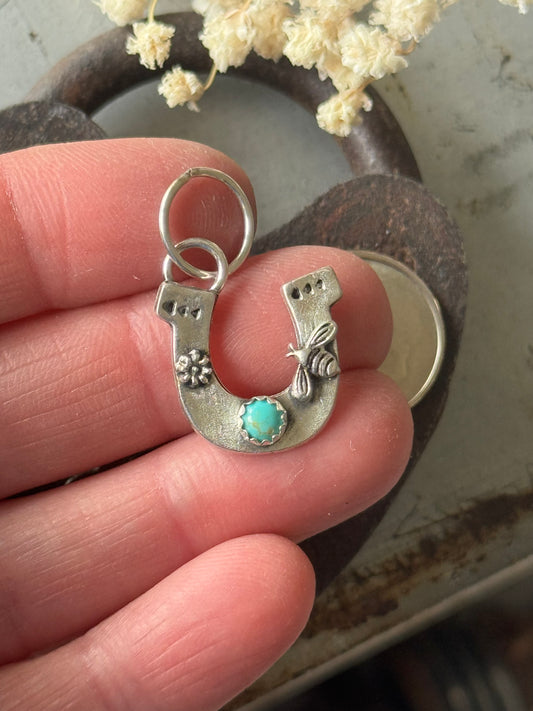 Horseshoe sterling pendant with Kingman Turquoise