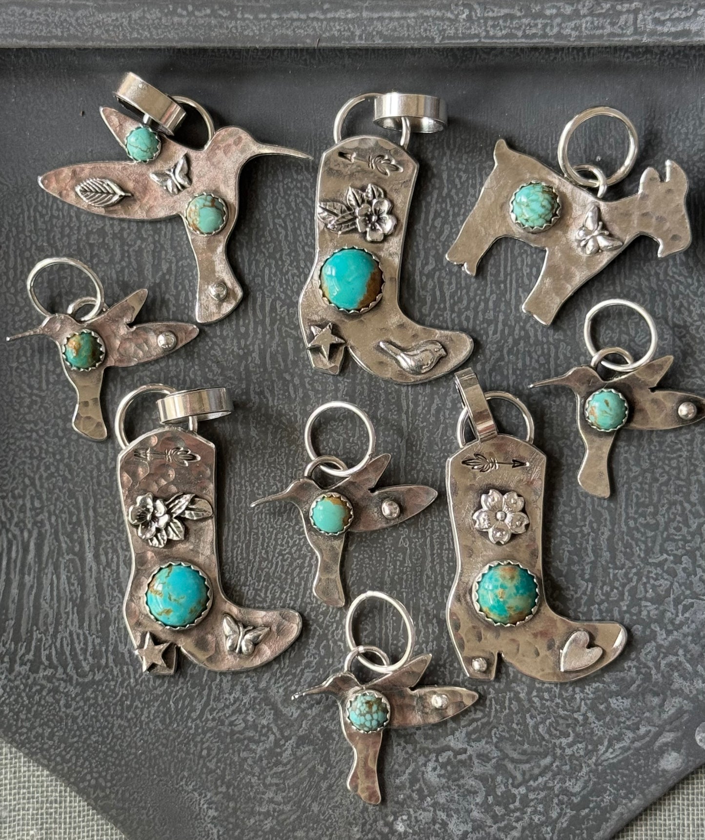 Cowgirl Boot sterling pendant with Kingman Turquoise