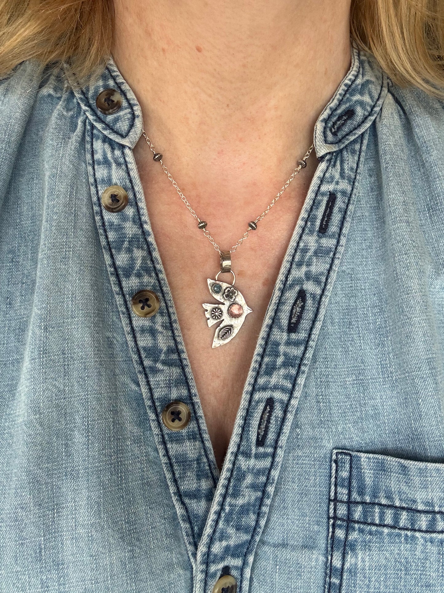 Hand wired sterling bead necklace only (pendant sold separately)
