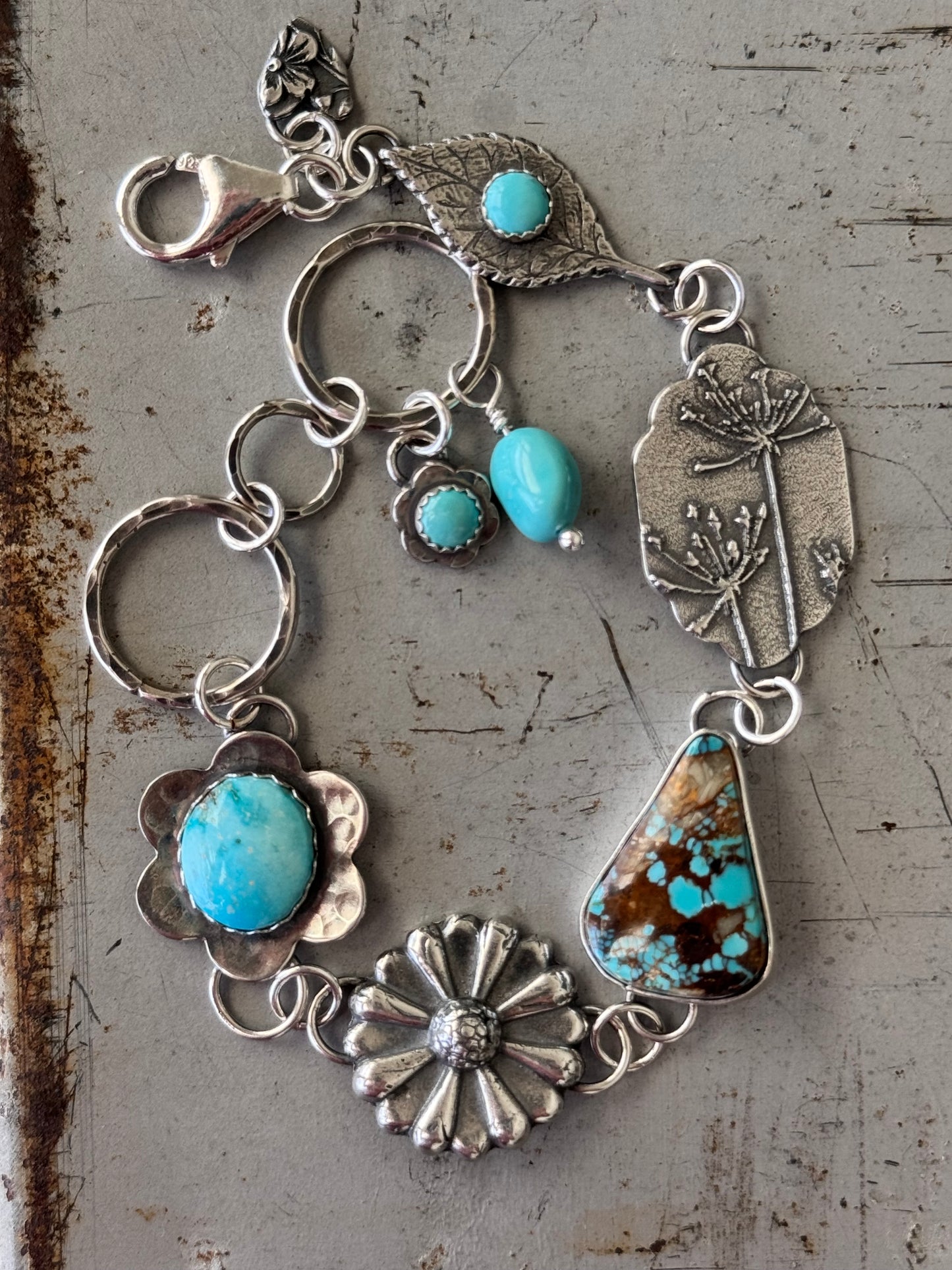 Royston Turquoise sterling wishing flower bracelet