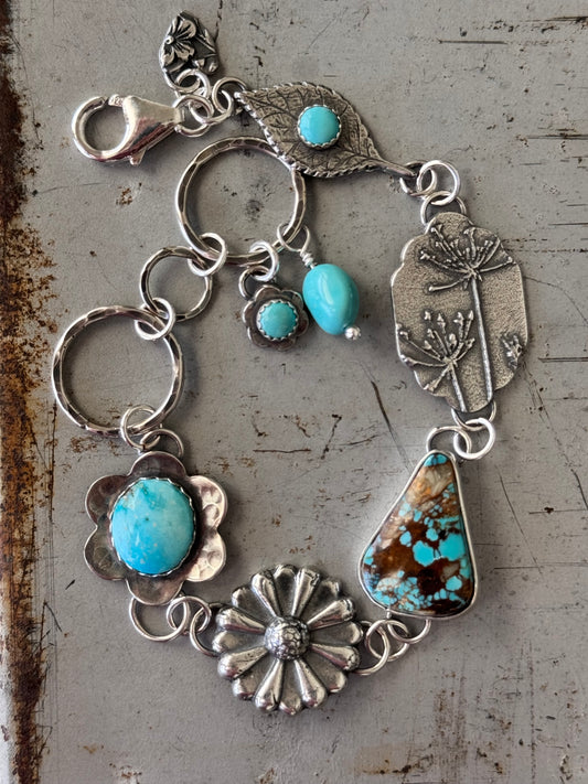 Royston Turquoise sterling wishing flower bracelet