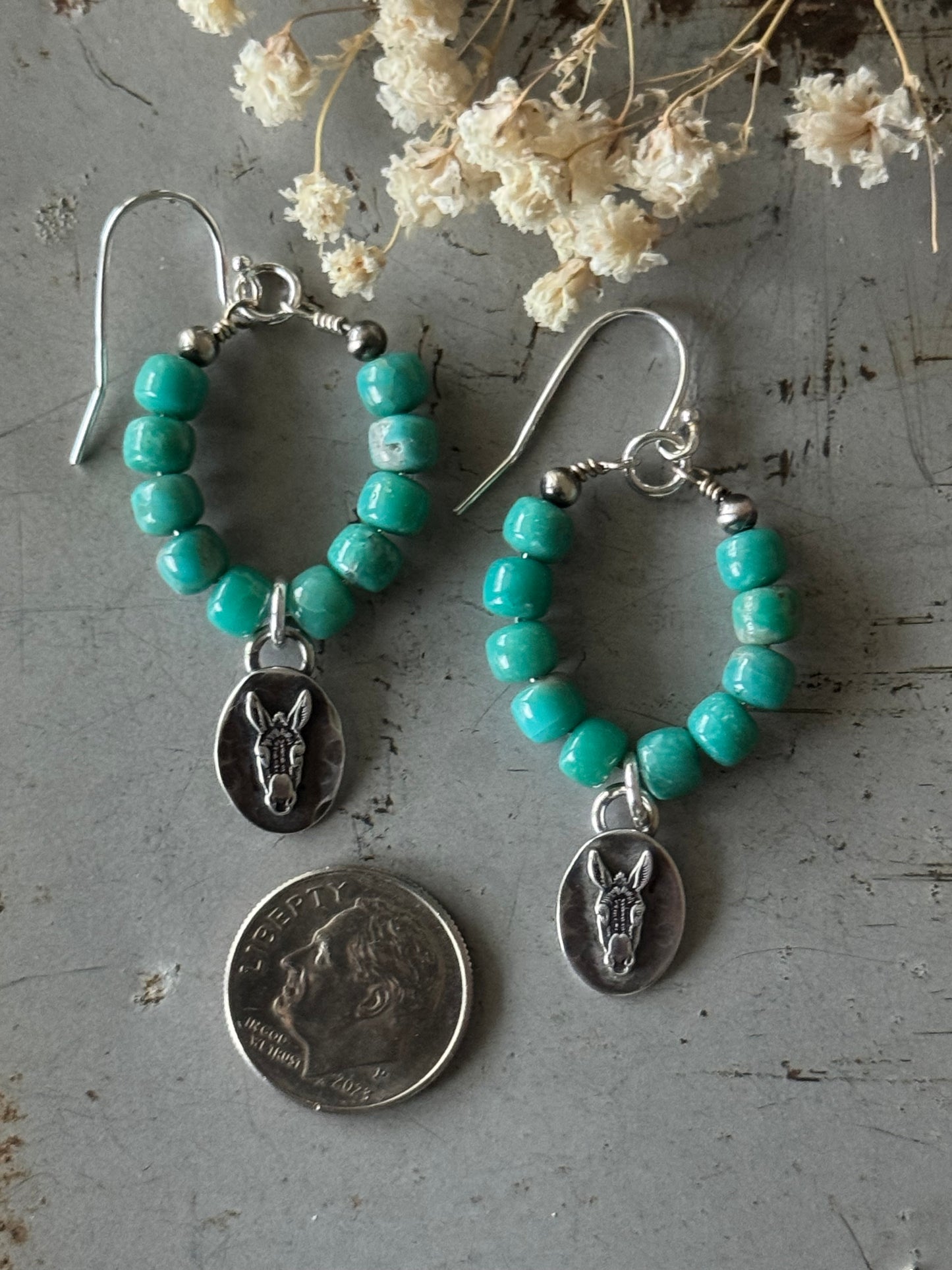 Campitos Turquoise and Burro sterling earrings