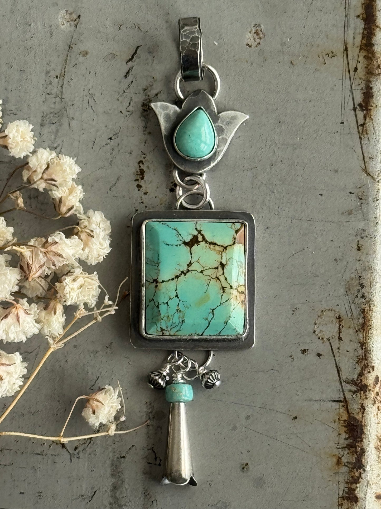 Treasure Mountain Turquoise sterling pendant only