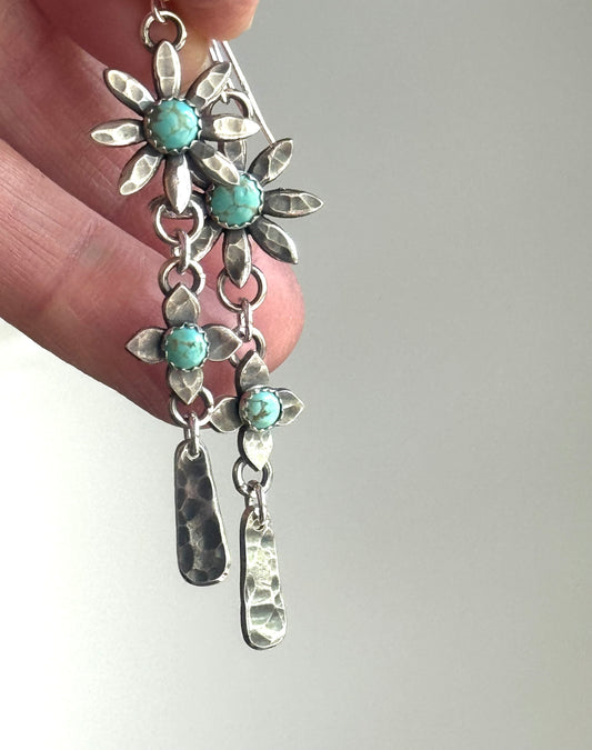 #8 Turquoise trio flower earrings