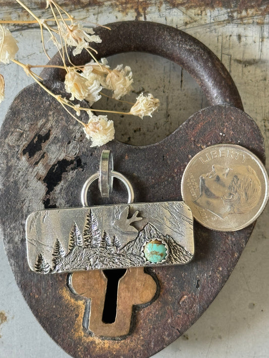 Mountain sterling pendant with Number 8 Turquoise