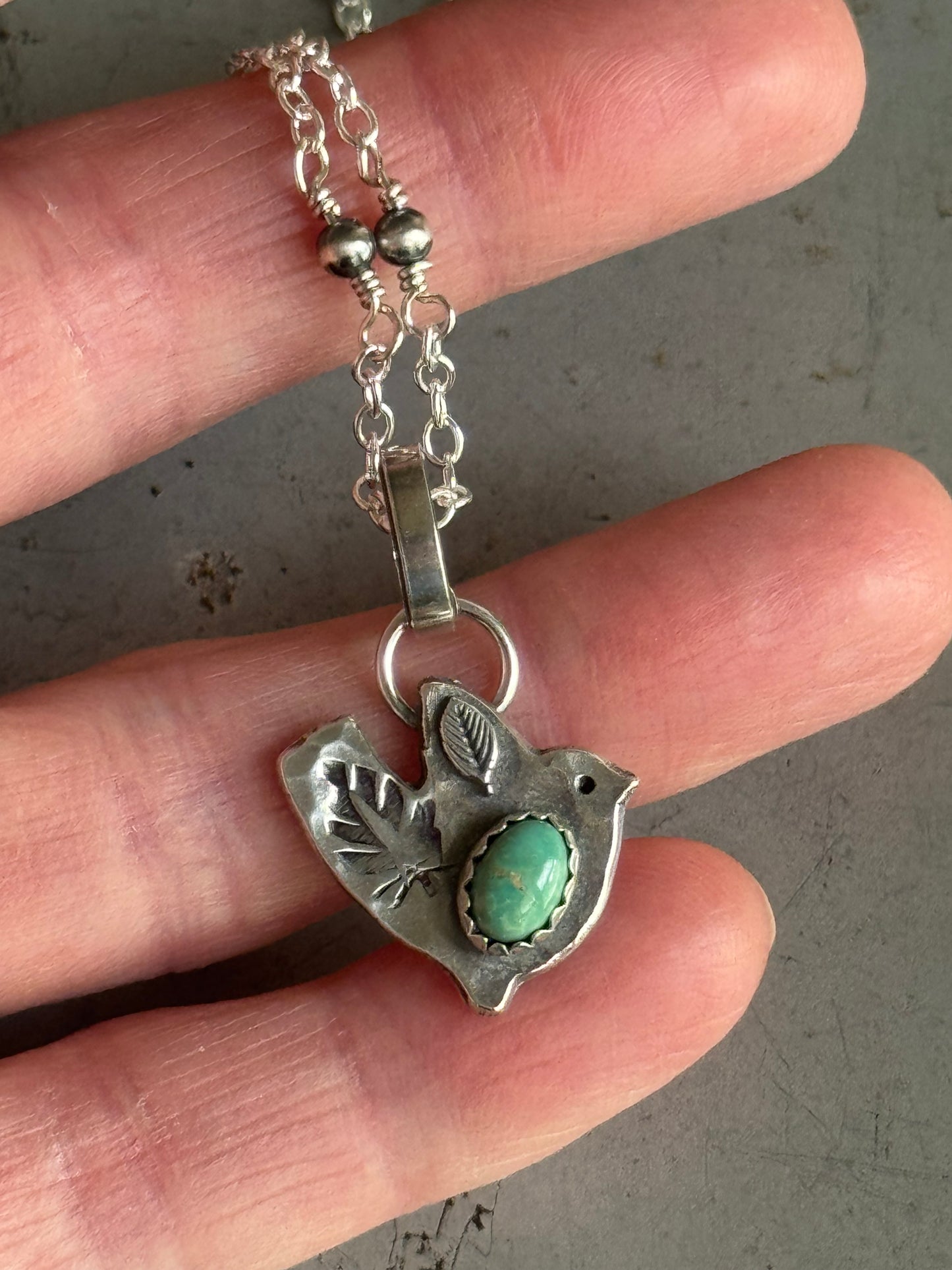 Lone Mountain Birdie sterling beaded necklace