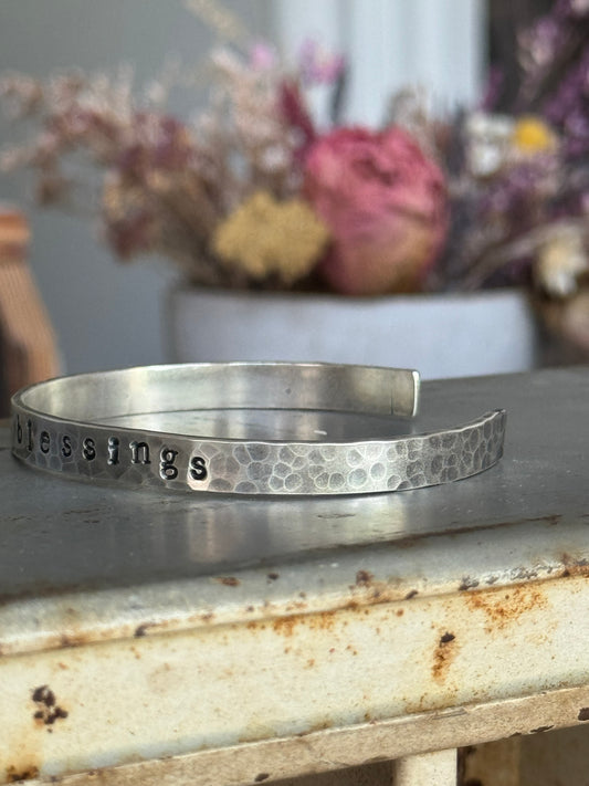 Count Your Blessings (Made To Order) Hand stamped Sterling Cuff