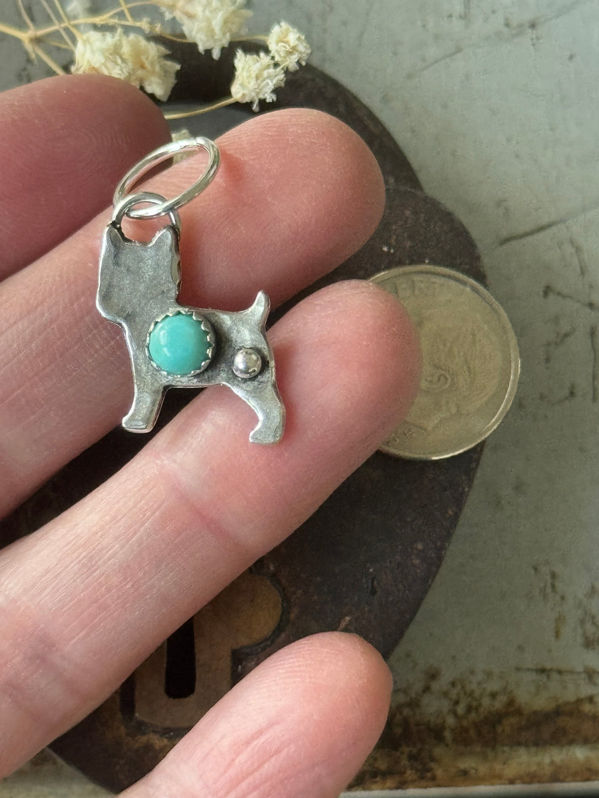 Dog charm with Kingman Turquoise