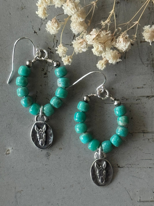 Campitos Turquoise and Burro sterling earrings