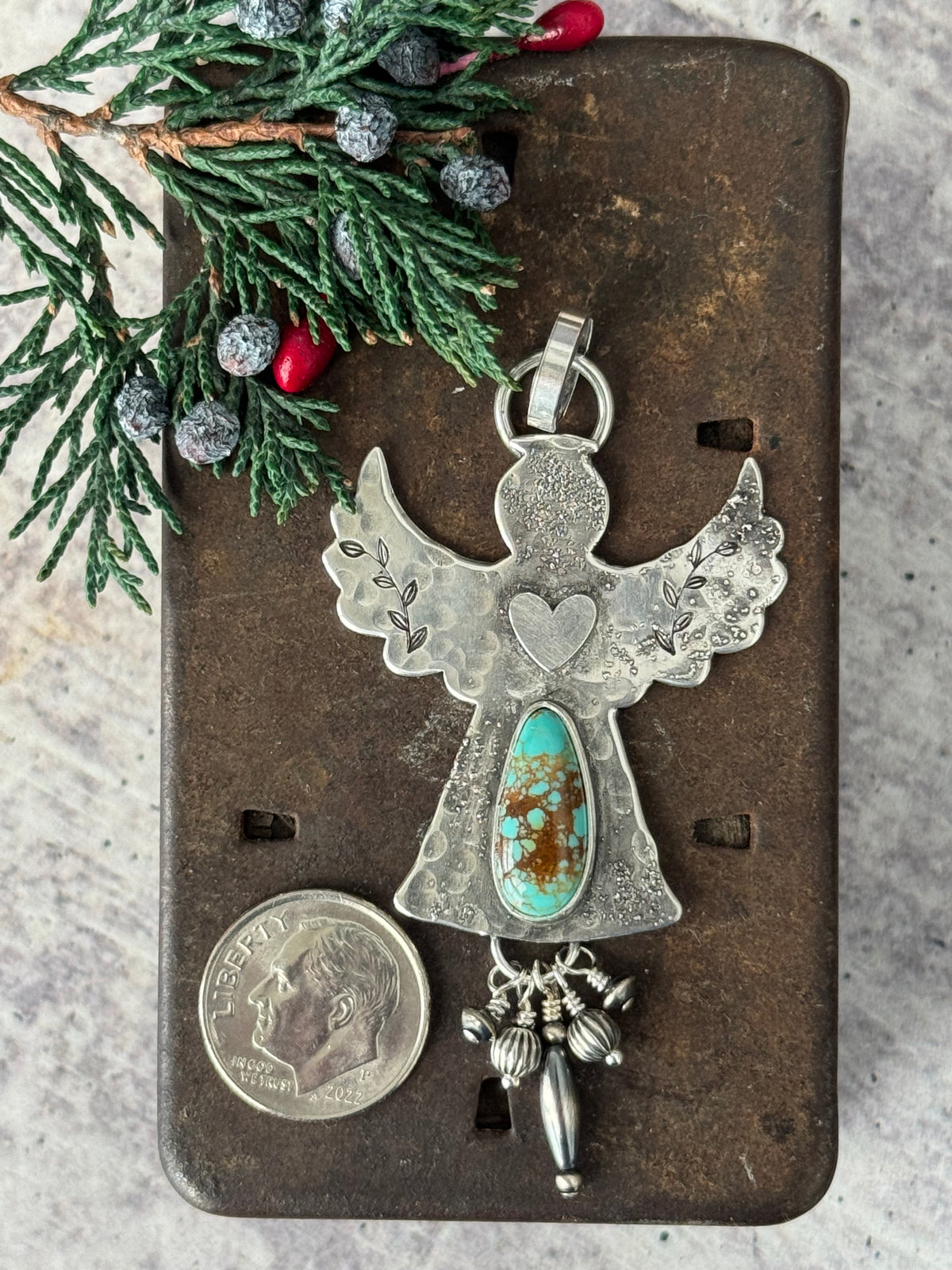 Kingman Turquoise Sterling Angel pendant