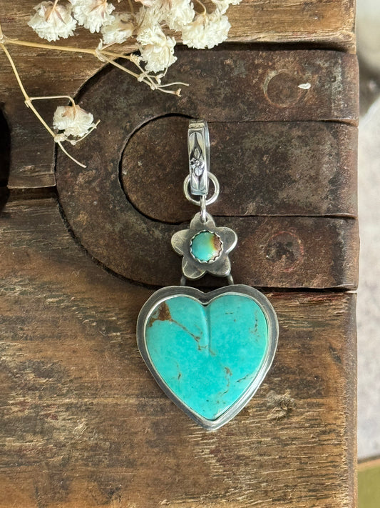 Kingman Turquoise sterling heart pendant