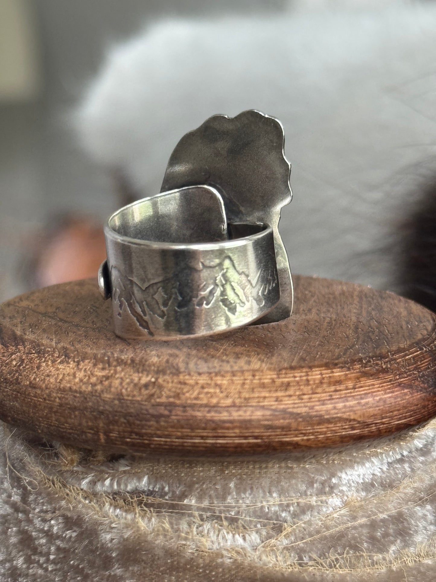 Polychrome Jasper Adjustable sterling mountain ring