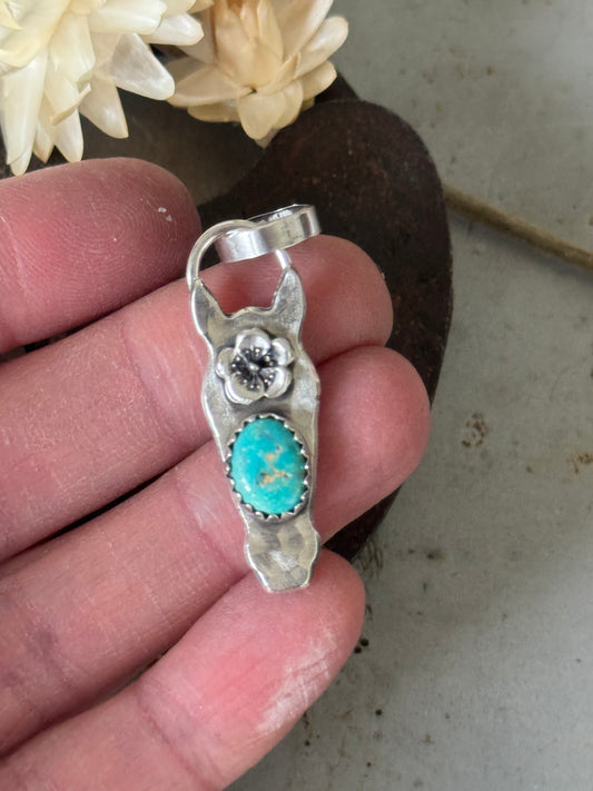 Horse Sterling pendant with Lone Mountain Turquoise